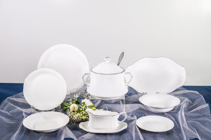 72 Piece Dinnerware Set CAMELIA PLATIN Bohemian Winterberg Porcelain